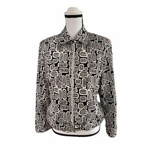 St. John by Marie Gray Full Zip Jacket Size S Geometric Pattern Cotton Blend EUC